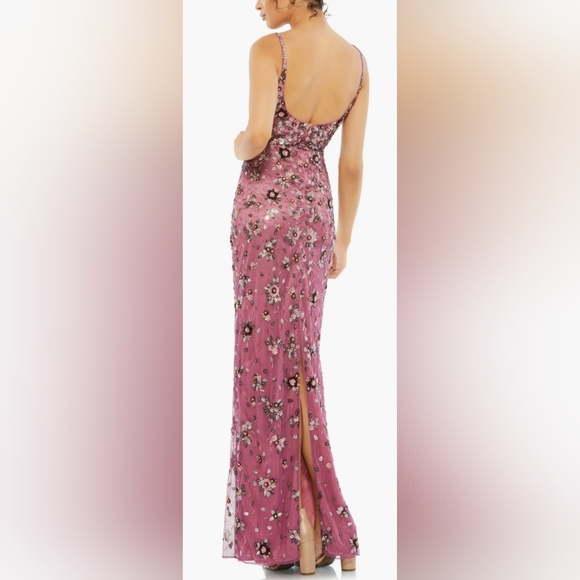 ✨FLASH SALE✨Mac Duggal Floral Beaded Column Gown NWT size 14 purple - Picture 2 of 10